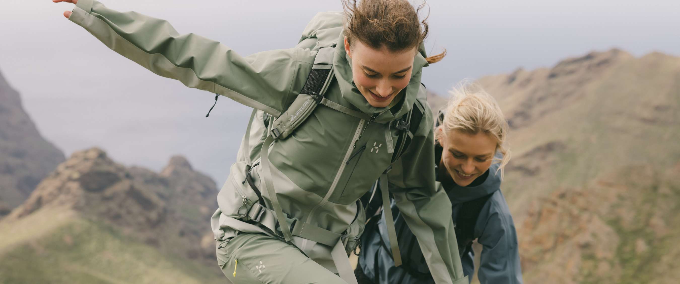 Twee beelden: mist trekt door een rotsachtig berglandschap; koe staat in een weide met bomen.